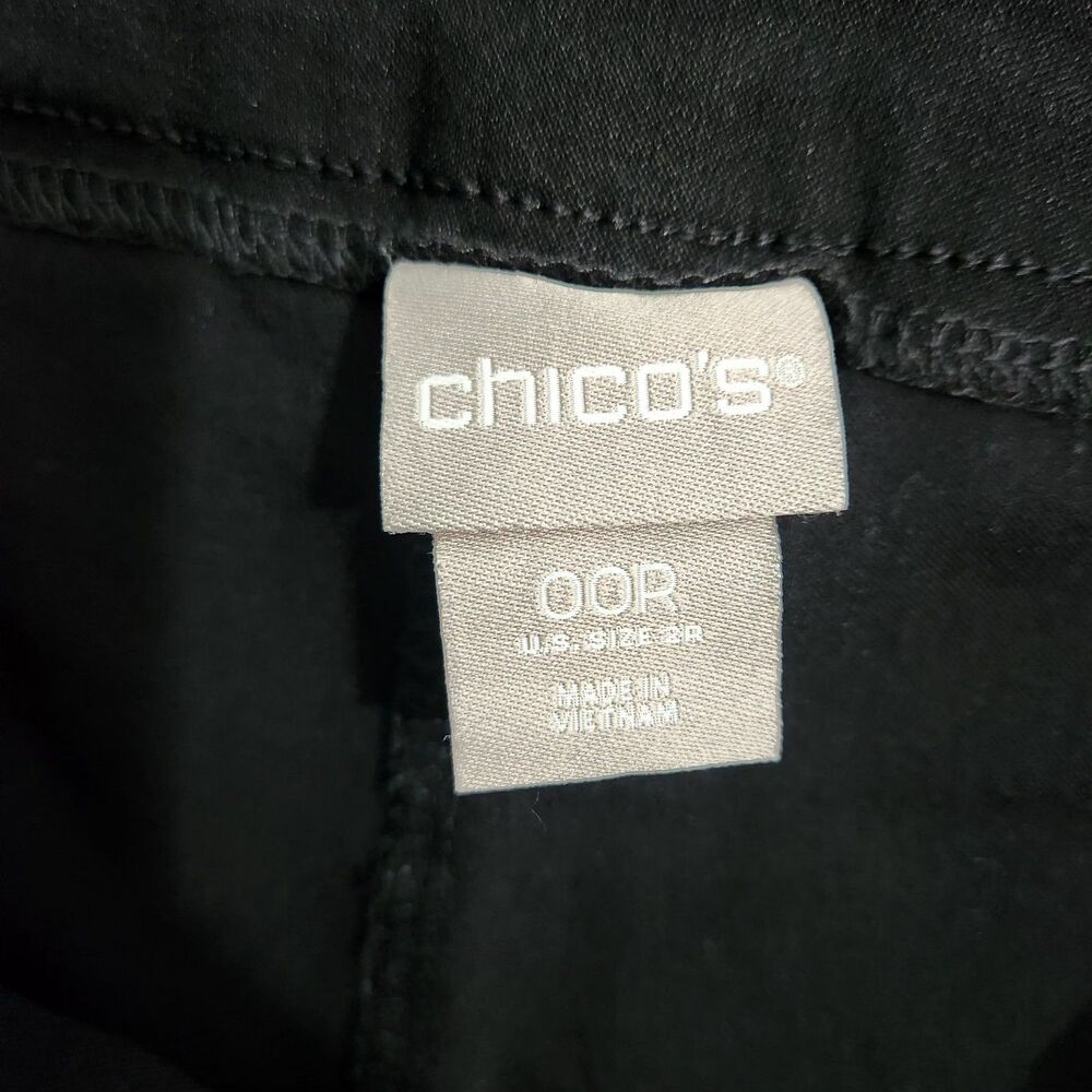 Chico's Women 00 US 2R Black Mid Rise Pull On Nylon Slim Straight Ankle Pants - Picture 5 of 10
